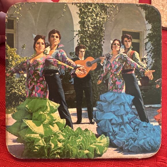 VTG Set Of 6 Square Coasters Spain Flamenco Dancing Photos Souvenirs Gypsy - Picture 5 of 11